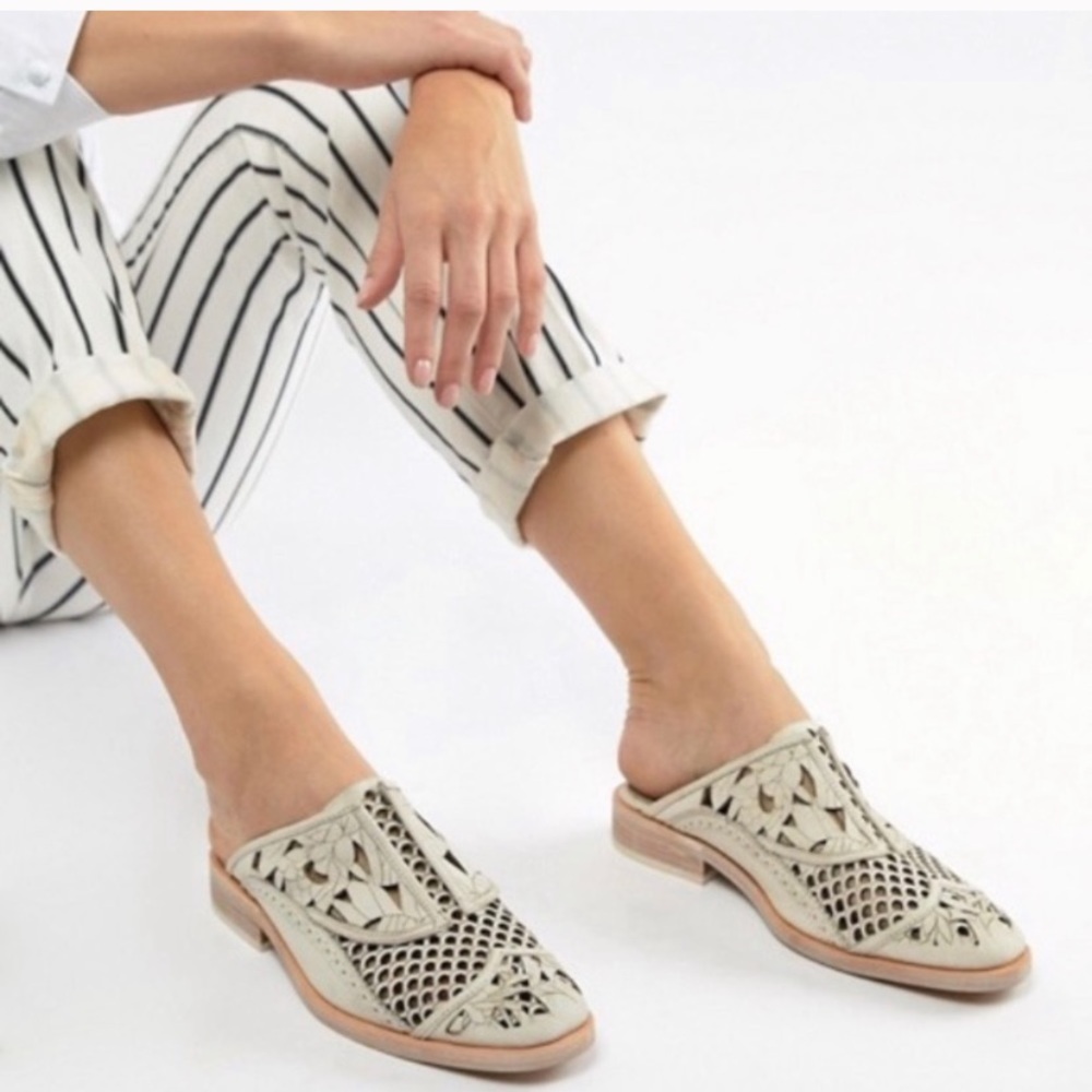 FREE PEOPLE paramount MULES SHOES LAZER CUT FLATS